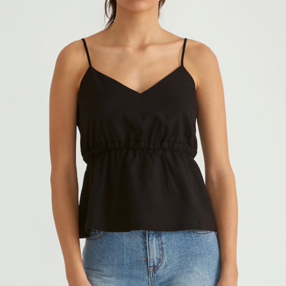 NWT - Ruffle Slip Cami in True Black
